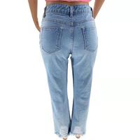 Nuevos Jeans de Mezclilla Rotos al por Mayor con Diseño de Moda para Mujer, Pantalones Sueltos Azules Estilo Mom y Boyfriend de Cintura Alta