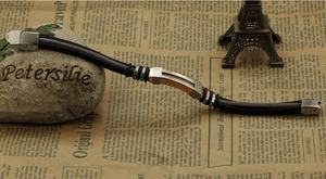 Conception personnalisée silicone noir bijoux 316L en caoutchouc en acier inoxydable <span class=keywords><strong>bracelets</strong></span> en argent - Product Image 3