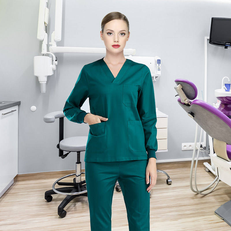 Female green long sleeve suit (100% cotton)