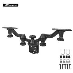 support latéral écologique pour sondeur de pêche bras pivotant double base aluminium 360° réglable pour deux écrans 6 pouces - Product Image 2