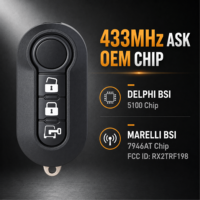 Clé de voiture à distance pour Fiat 433 MHz ASK avec puce Delphi BSI 5100 et Marelli BSI 7946AT, ID FCC RX2TRF198, clé intelligente automobile