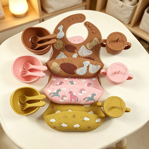 Kit repas en silicone de qualité alimentaire pour enfants, avec base à ventouse, plateau et bol compartimentés, fournitures de repas quotidiennes pour bébé, <span class=keywords><strong>vaisselle</strong></span> durable pour nouveau-né - Product Image 2