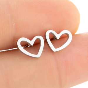 <span class=keywords><strong>Orecchini</strong></span> a Perno Semplici a Forma di Cuore in <span class=keywords><strong>Acciaio</strong></span> Inossidabile per Donne e Ragazze, Vendita Calda - Product Image 4
