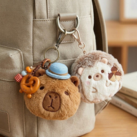 Porte-monnaie en peluche mignon de dessin animé, mini-porte-monnaie chat cerise dégradé panda, sac de rangement pour écouteurs, breloques, logo personnalisé