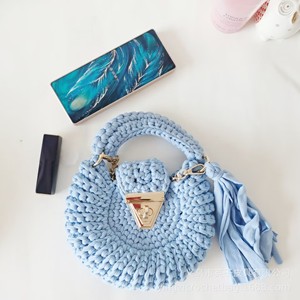 Borsa in tessuto tinta unita da donna bohémien borsa da donna con nappe rotonde da donna elegante a spalla singola <span class=keywords><strong>croce</strong></span> diagonale da donna - Product Image 6