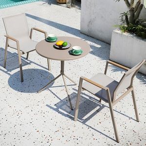 ชุดโต๊ะและเก้าอี้รับประทานอาหารอลูมิเนียมกันน้ำได้เฟอร์นิเจอร์กลางแจ้งเก้าอี้และโต๊ะกาแฟสำหรับพักผ่อนในสวน - Product Image 5