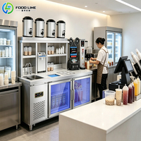 Leveranciers van bubble tea werkbanken, boba tea shops in Europa, melkthee werkstations met spoelbak