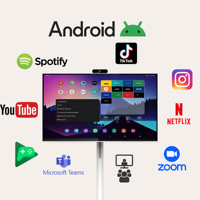 TV inteligente HD de próxima generación de 32 pulgadas con funcionalidad de tableta Android retroiluminación LED portátil y base giratoria 360 compatible con Google Play