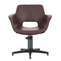 Fauteuil de coiffure et de lavage de style ancien avec accents en bois brun foncé pour salon de beauté et barbier