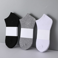 Offre Spéciale personnalisé votre propre marque noir blanc hommes coton respirant chaussettes de cheville pour hommes