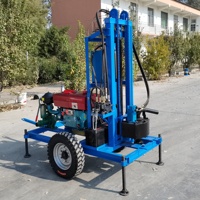 Mini-foreuse de puits d'eau tractée, profondeur 150m-200m, machine de forage portable avec pompe à boue, garantie 1 an