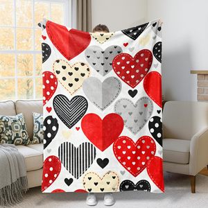 Valentine Heart Flannel Blanket <b>Throw</b> Blanket Nap Blanket Anniversary Gift Couple Gift Skin Friendly Reversible Custom Print - Product Image 5