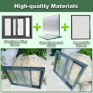 نافذة منزلقة للطابق السفلي بديلة مقاس 20~45 بوصة، زجاج مقسى 5 مم، إطار بي في سي حديث أبيض 36×26 بوصة للمطبخ والحمام - Product Image 4