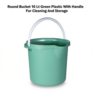 Cubo Redondo Portátil de PP de 10 L Verde con Asa para Limpieza y Almacenamiento - Product Image 2