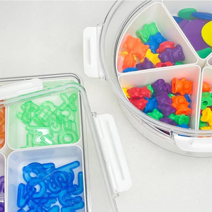 Plateau rond avec couvercle Boîte bac sensoriel plateau plaque Tinker plateau Montessori plateau Waldorf pour le stockage partie libre jeu - Product Image 6