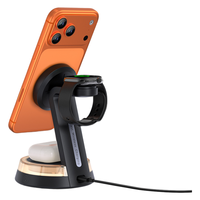 Station de charge sans fil pliable 3-en-1 2026 avec port Type-C QC2.0, sortie 25W, entrée/sortie 9V/2A, protection OTP pour téléphone portable