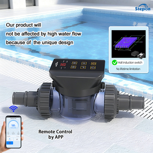 Chloreur au <span class=keywords><strong>sel</strong></span> sans <span class=keywords><strong>entretien</strong></span> avec application Wi-Fi pour piscine, cellule électrolytique à plaque de titane longue durée, chlore intelligent automatique - Product Image 1