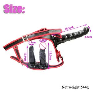 Dildos portables à trois têtes avec ceinture, jouets sexuels lesbiens, dildos longs portables - Product Image 3