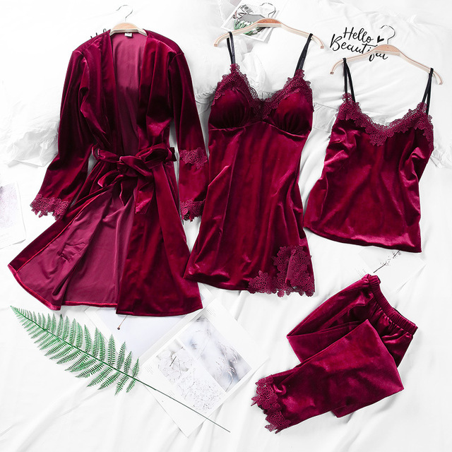 Velvet Women's Plus Size Bathrobes Nightgowns Summer Thin Section Long Sleeves Sleepwear Pajamas