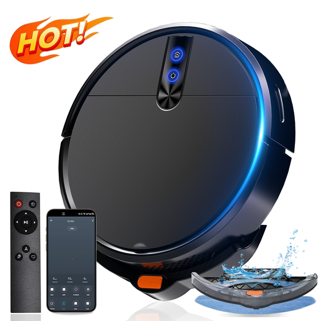 GEERLEPOL 3-in-1 Wet/Dry Electric Robot Vacuum Cleaner HEPA 2000Pa Suction Automatic Cleaning Alexa/Google/Tuya App Sweeping