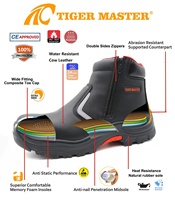 Chaussures de sécurité Tiger Master pour hommes, industrie pétrolière et gazière, embout composite, anti-perforation, résistantes à la chaleur, semelle antidérapante en caoutchouc avec fermeture éclair