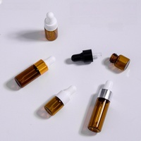 Botol Pipet Kaca Mini Amber 1/2/3/5ml Kosong untuk Aromaterapi Minyak Esensial, Penetes Mata