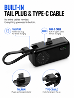 Batterie externe magnétique 5000 mAh 22,5 W avec charge rapide PD, câble Type-C intégré, affichage numérique pour téléphone et montre connectée, logo personnalisé OEM