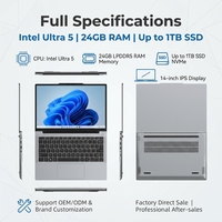 Computadora Portátil de 14.1 Pulgadas con Procesador Intel Ultra 5 225H (Opcional Ultra 7 255H), 24 GB de RAM LPDDR5, Adecuada para Negocios y Estudiantes