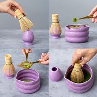 Geling Support de Fouet Matcha en Céramique Performance Fiable, Kit d'Accessoires Matcha Usine Directe, Fouet Chasen en Bambou avec Charme