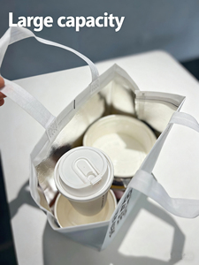 Sac isotherme personnalisable et recyclable en coton perlé non tissé, avec poignée longue, pour lait, sandwichs et pain - Product Image 2