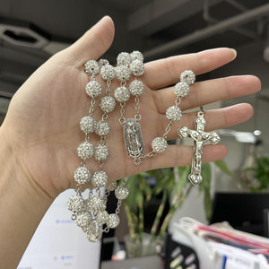 Collar <span class=keywords><strong>de</strong></span> <span class=keywords><strong>Rosario</strong></span> con Colgante <span class=keywords><strong>de</strong></span> Cruz Personalizado al por Mayor, Joyería Religiosa Cristiana Multicolor con Cuentas <span class=keywords><strong>de</strong></span> Diamantes <span class=keywords><strong>de</strong></span> Imitación - Product Image 1