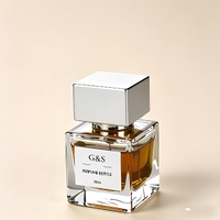G&S ODM OEM Huiles de parfum de luxe, flacon carré 50 ml, verre vide, finition mate avec pulvérisateur, emballé dans une boîte et un sac