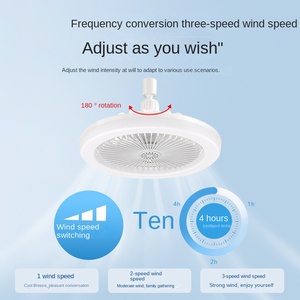 Mini ventilateur de plafond moderne avec lumière LED Installation facile Dimmable 3 vitesses du vent Télécommande E27 Base fermée pour chambre à coucher Cuisine - Product Image 3