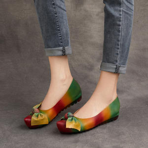 Chaussures d'été pour femmes à lacets avec nœud rétro fait main, en PU, antidérapantes, à bride cheville, design attrayant - Product Image 3