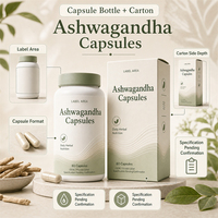 Capsules d'Ashwagandha OEM, Complément Alimentaire Herbal Quotidien, 60 Comprimés, Marque Privée & Formule Personnalisée, Certifié GMP