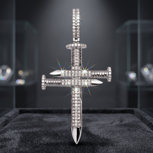 Luxury Diamond <b>Cross</b> Pendant 925 Silver Round Brilliant Cut Channel Setting Unisex Everyday Wear Themed Jewelry - Product Image 4