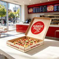 Boîte à pizza carrée en carton ondulé, matériaux recyclés, anti-écrasement, résistante à la graisse, robuste, avec logo imprimé personnalisé