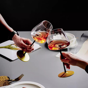 Verre à <span class=keywords><strong>vin</strong></span> <span class=keywords><strong>rouge</strong></span> rétro de luxe léger, avec anse noire anti-salissure et nœud papillon, en cristal de Bourgogne de haute qualité pour <span class=keywords><strong>vin</strong></span> blanc - Product Image 2