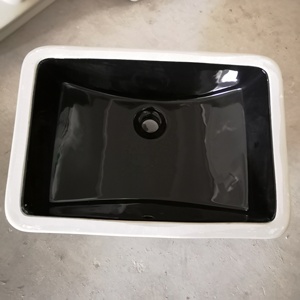 Lavabo rectangulaire en céramique blanc <span class=keywords><strong>et</strong></span> noir moderne de luxe Chaozhou, 3 ans CUPC, <span class=keywords><strong>sous</strong></span> plan, capacité de 12 L, lavabo de salle de bain avec armoire - Product Image 3