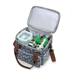 Lunch Bag Insulated Double Layer Oxford Cloth With Cactus Print For Food Storage Portable Foldable Waterproof Design - Product Image 4