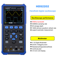 Oscilloscope numérique OWON à deux canaux, bande passante de 200 MHz, fréquence d'échantillonnage de 1 GSa/s, oscilloscope analogique multimètre 2 en 1 HDS2202