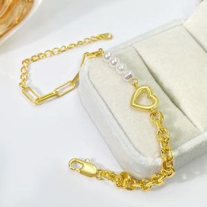 Fashion <b>Bracelets</b> 18K Gold Plated Jewelry Trendy Heart Link <b>Bracelet</b> for <b>Women</b> - Product Image 6