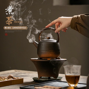 Juego de Tetera con Parrilla de Carbón, Calentamiento con Leña, Cerámica Resistente, para Preparar Té en Interiores - Product Image 1