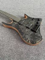 6-Strings Headless Electric Guitar Maple Neck Rosewood Fingerboard Mahogany Matte Body H-S-H Pickup 24 Frets BK Hardware Grote