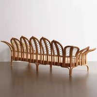 Sofa bambu set restoran kafe kustom sofa bambu