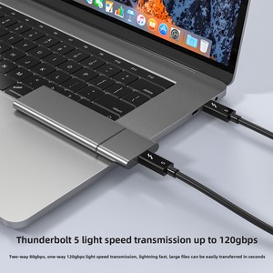 สายดาต้า PARAMOUNT Thunderbolt 5 แบบหัวคู่ Type-C 120Gbps ชาร์จเร็ว ตัวสายทำจากอลูมิเนียมอัลลอยด์ ทองแดงบริสุทธิ์ หุ้มด้วย TPE - Product Image 2