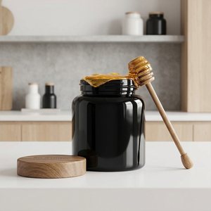 Pot à <span class=keywords><strong>miel</strong></span> <span class=keywords><strong>en</strong></span> verre hermétique de 380 ml avec couvercle <span class=keywords><strong>en</strong></span> bois, opaque, protection UV, pot de stockage alimentaire pour épices, vente <span class=keywords><strong>en</strong></span> gros 12 oz - Product Image 3