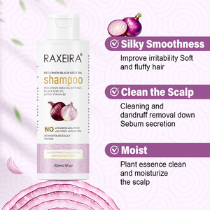 Champú al por mayor de cebolla roja y aceite de semilla negra 150ml con limpieza profunda, anticaspa, control de grasa e hidratación para el cuero cabelludo - Product Image 3
