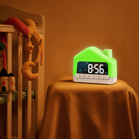 Jam alarm untuk anak-anak dengan lampu malam berbentuk rumah, sempurna untuk tidur anak, dilengkapi pengunci.