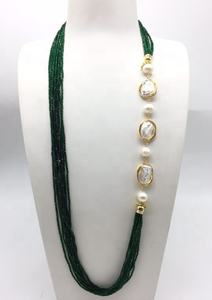 Kesim boncuk doğal barok İnci doğal taş çok katmanlı abartılı kolye - Product Image 4